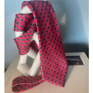 Hermes Tie Men's Red Chain Link Buckle 7021 TA Silk Auth ~ Miss Jackson's Tulsa